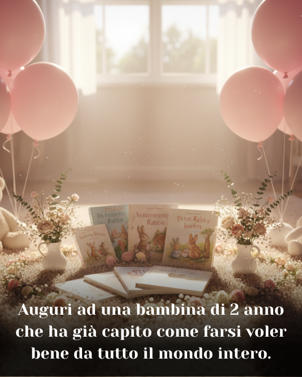 Auguri ad una bambina di 2 anno che ha già capito come farsi voler bene da tutto il mondo intero
