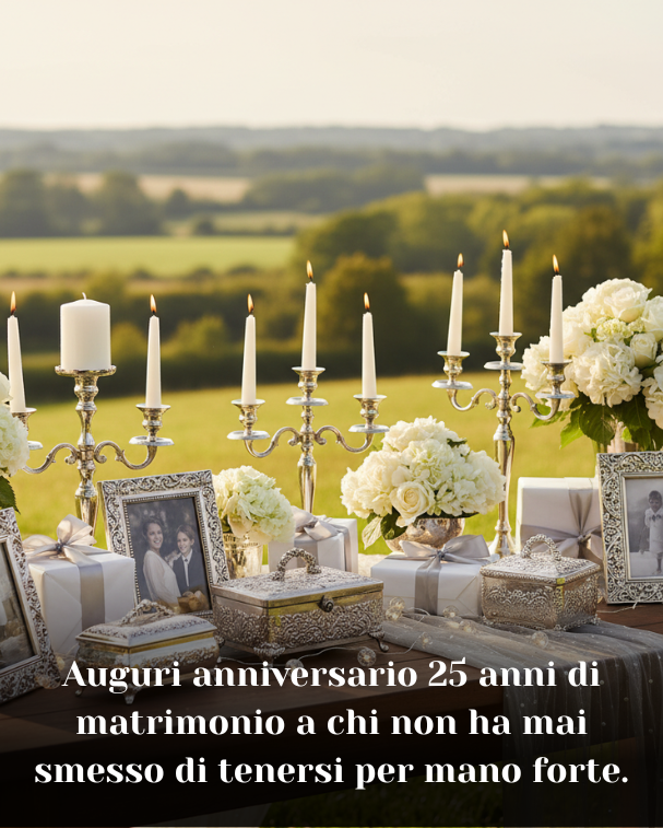 Auguri anniversario 25 anni di matrimonio a chi non ha mai smesso di tenersi per mano forte
