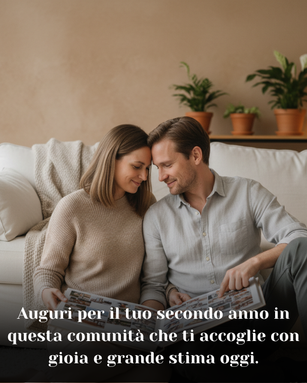 Auguri per il tuo secondo anno in questa comunità che ti accoglie con gioia e grande stima oggi