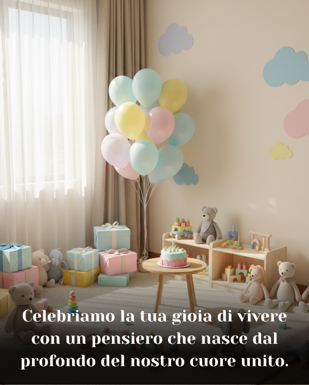 Celebriamo la tua gioia di vivere con un pensiero che nasce dal profondo del nostro cuore unito