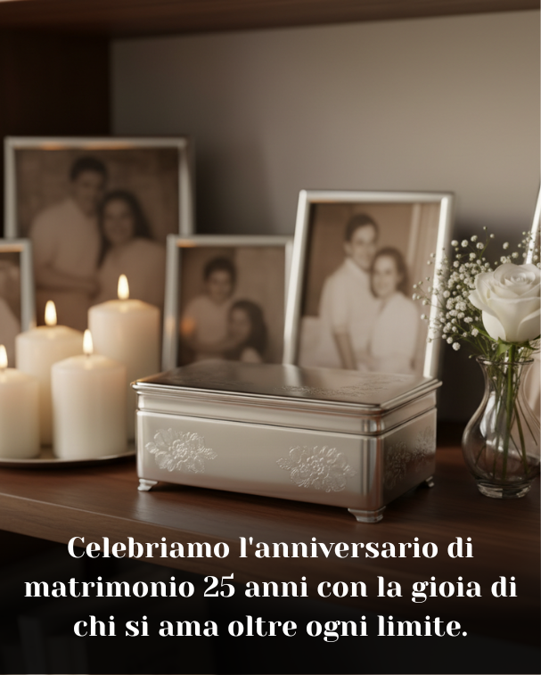 Celebriamo l'anniversario di matrimonio 25 anni con la gioia di chi si ama oltre ogni limite