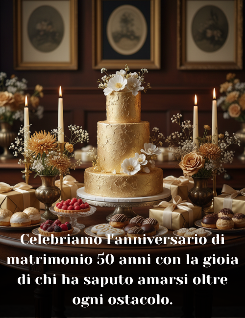 Celebriamo l'anniversario di matrimonio 50 anni con la gioia di chi ha saputo amarsi oltre ogni ostacolo