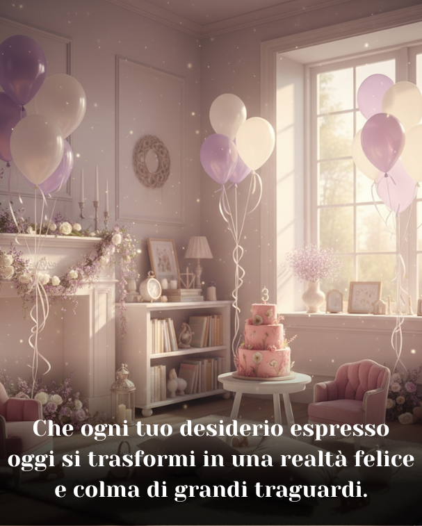 Che ogni tuo desiderio espresso oggi si trasformi in una realtà felice e colma di grandi traguardi