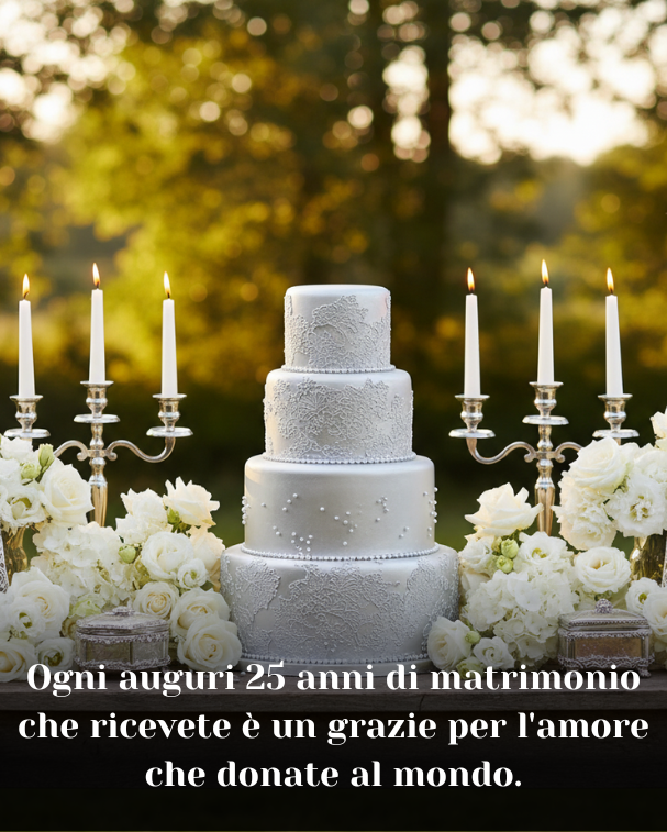 Ogni auguri 25 anni di matrimonio che ricevete è un grazie per l'amore che donate al mondo