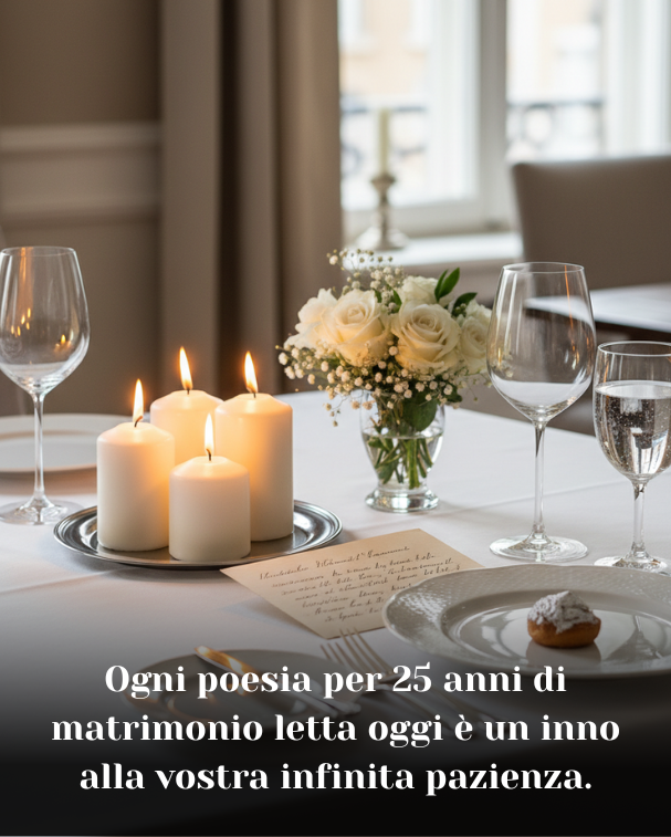 Ogni poesia per 25 anni di matrimonio letta oggi è un inno alla vostra infinita pazienza