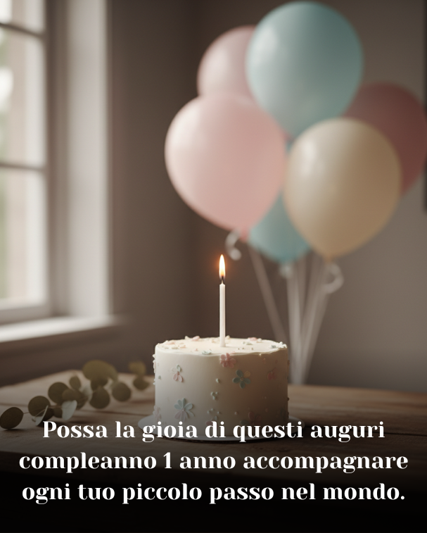 Possa la gioia di questi auguri compleanno 1 anno accompagnare ogni tuo piccolo passo nel mondo