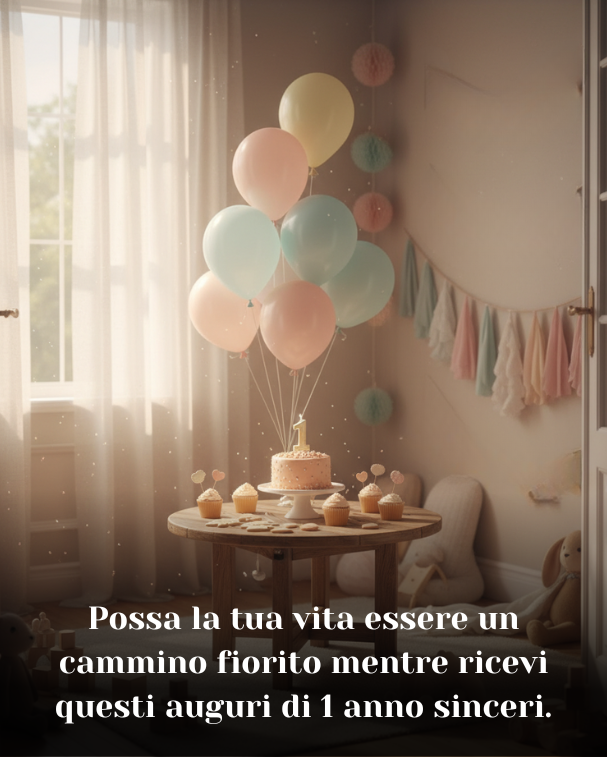 Possa la tua vita essere un cammino fiorito mentre ricevi questi auguri di 1 anno sinceri