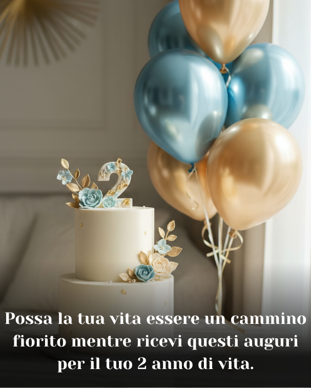 Possa la tua vita essere un cammino fiorito mentre ricevi questi auguri per il tuo 2 anno di vita