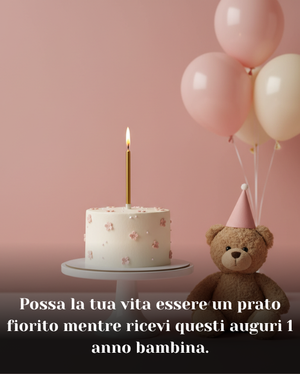 Possa la tua vita essere un prato fiorito mentre ricevi questi auguri 1 anno bambina