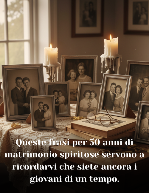 Queste frasi per 50 anni di matrimonio spiritose servono a ricordarvi che siete ancora i giovani di un tempo