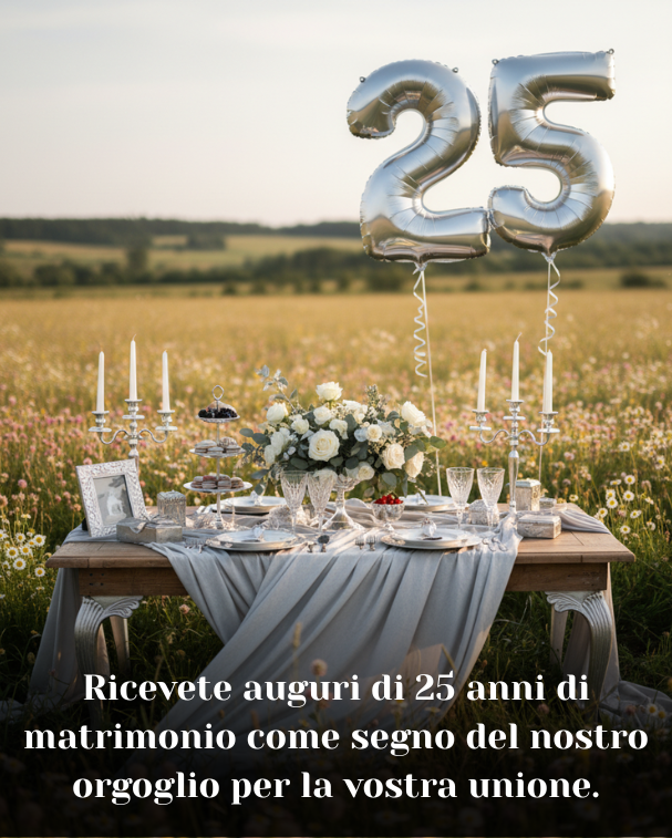 Ricevete auguri di 25 anni di matrimonio come segno del nostro orgoglio per la vostra unione