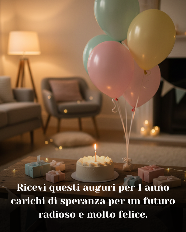 Ricevi questi auguri per 1 anno carichi di speranza per un futuro radioso e molto felice
