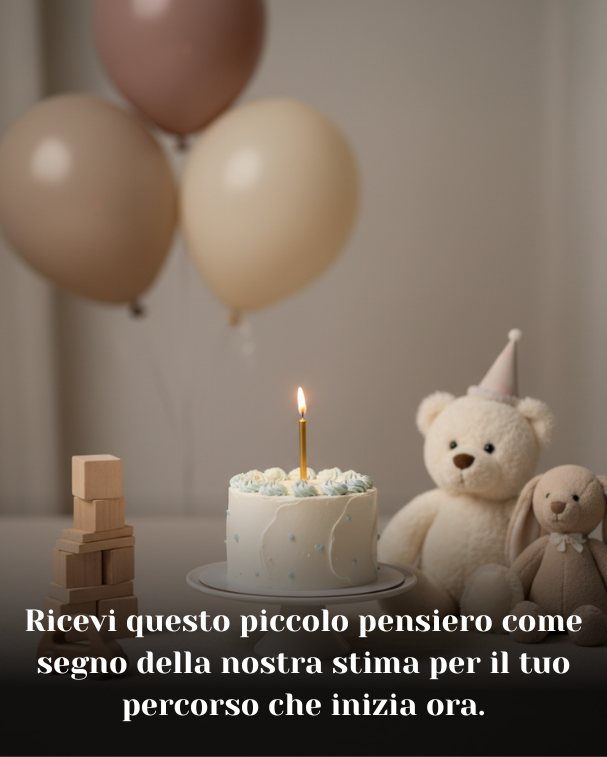 Ricevi questo piccolo pensiero come segno della nostra stima per il tuo percorso che inizia ora