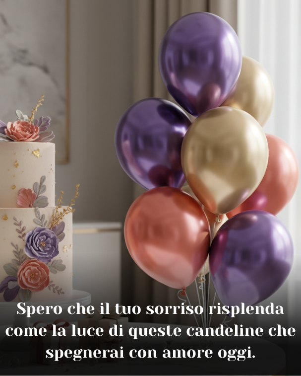 Spero che il tuo sorriso risplenda come la luce di queste candeline che spegnerai con amore oggi
