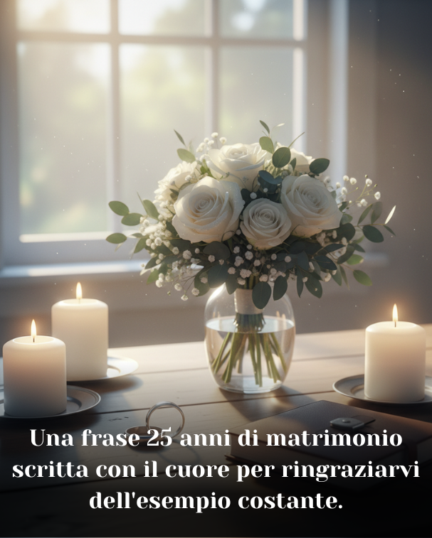 Una frase 25 anni di matrimonio scritta con il cuore per ringraziarvi dell'esempio costante