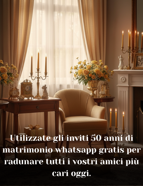 Utilizzate gli inviti 50 anni di matrimonio whatsapp gratis per radunare tutti i vostri amici più cari oggi