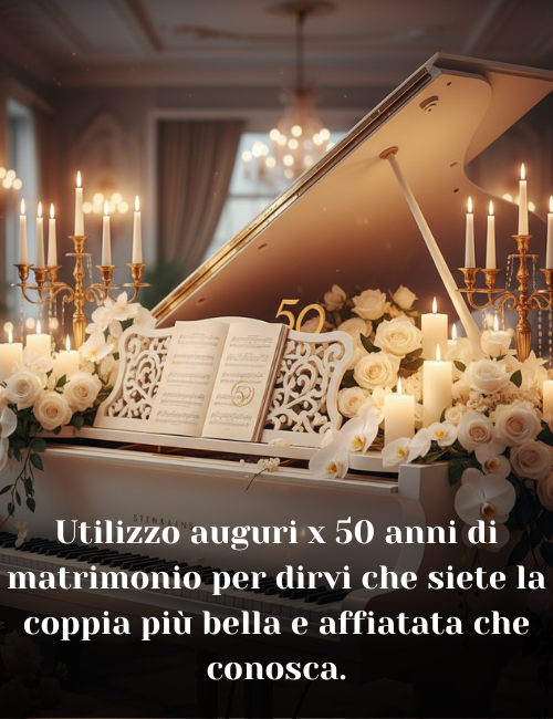 Utilizzo auguri x 50 anni di matrimonio per dirvi che siete la coppia più bella e affiatata che conosca