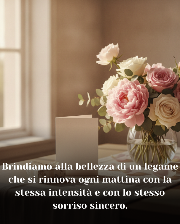 Brindiamo alla bellezza di un legame che si rinnova ogni mattina con la stessa intensità e con lo stesso sorriso sincero.