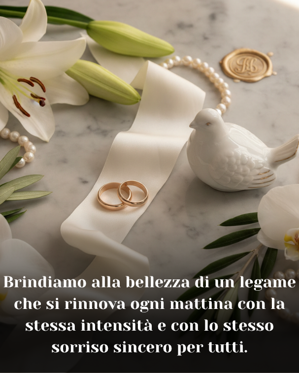 Brindiamo alla bellezza di un legame che si rinnova ogni mattina con la stessa intensità e con lo stesso sorriso sincero per tutti.