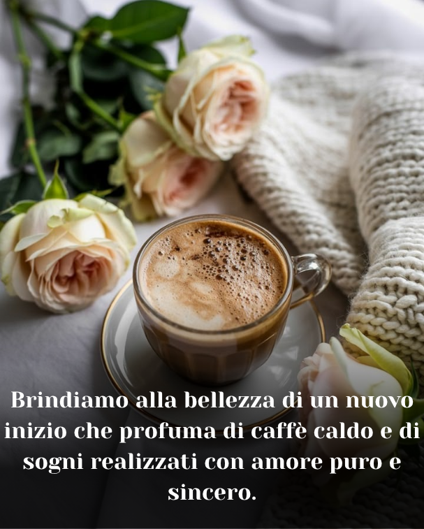 Brindiamo alla bellezza di un nuovo inizio che profuma di caffè caldo e di sogni realizzati con amore puro e sincero.