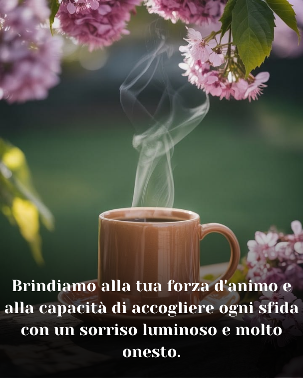 Brindiamo alla tua forza d'animo e alla capacità di accogliere ogni sfida con un sorriso luminoso e molto onesto.