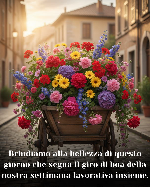 Brindiamo alla bellezza di questo giorno che segna il giro di boa della nostra settimana lavorativa insieme