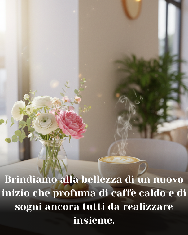 Brindiamo alla bellezza di un nuovo inizio che profuma di caffè caldo e di sogni ancora tutti da realizzare insieme