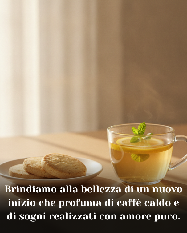 Brindiamo alla bellezza di un nuovo inizio che profuma di caffè caldo e di sogni realizzati con amore puro