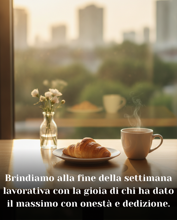 Brindiamo alla fine della settimana lavorativa con la gioia di chi ha dato il massimo con onestà e dedizione