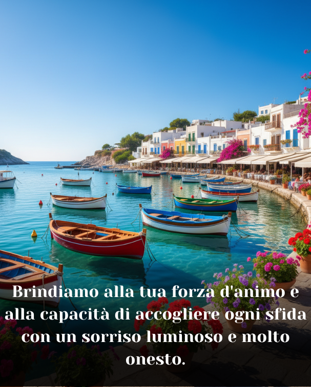 Brindiamo alla tua forza d'animo e alla capacità di accogliere ogni sfida con un sorriso luminoso e molto onesto