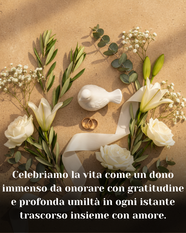 Celebriamo la vita come un dono immenso da onorare con gratitudine e profonda umiltà in ogni istante trascorso insieme con amore.