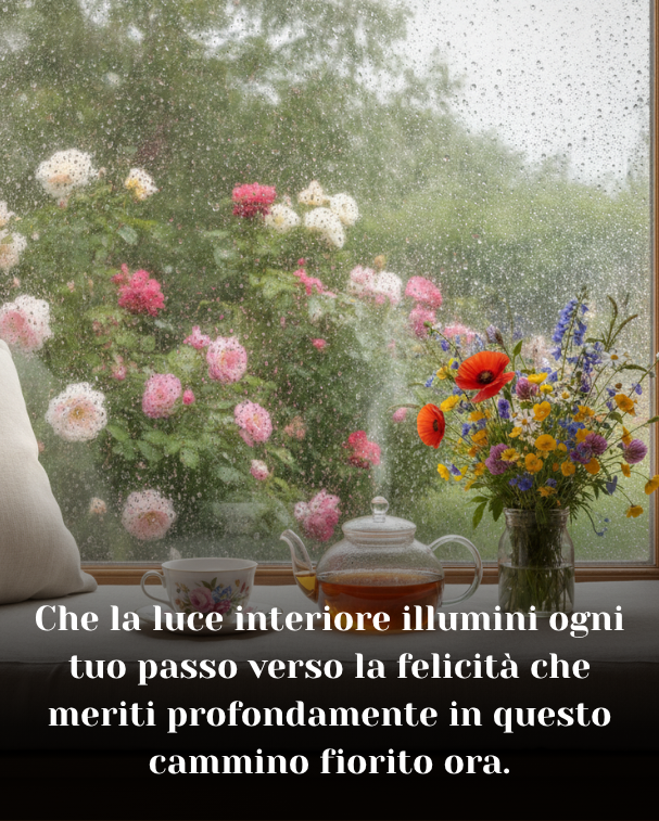 Che la luce interiore illumini ogni tuo passo verso la felicità che meriti profondamente in questo cammino fiorito ora.