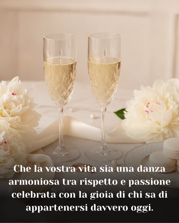 Che la vostra vita sia una danza armoniosa tra rispetto e passione celebrata con la gioia di chi sa di appartenersi davvero oggi.