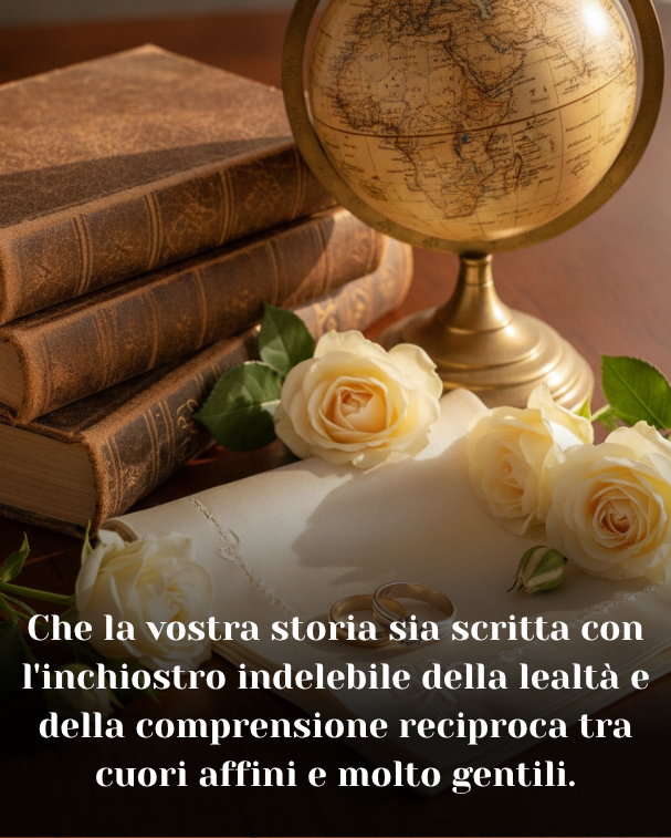 Che la vostra storia sia scritta con l'inchiostro indelebile della lealtà e della comprensione reciproca tra cuori affini e molto gentili.