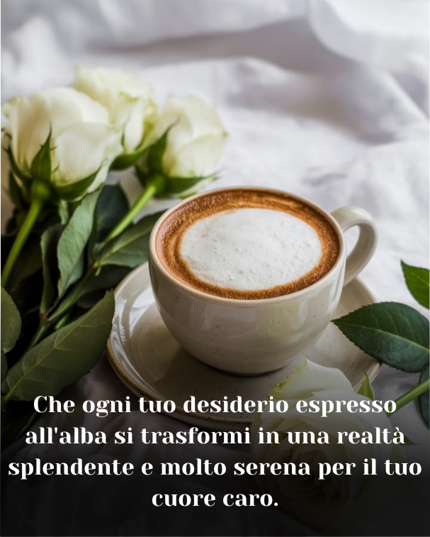Che ogni tuo desiderio espresso all'alba si trasformi in una realtà splendente e molto serena per il tuo cuore caro.