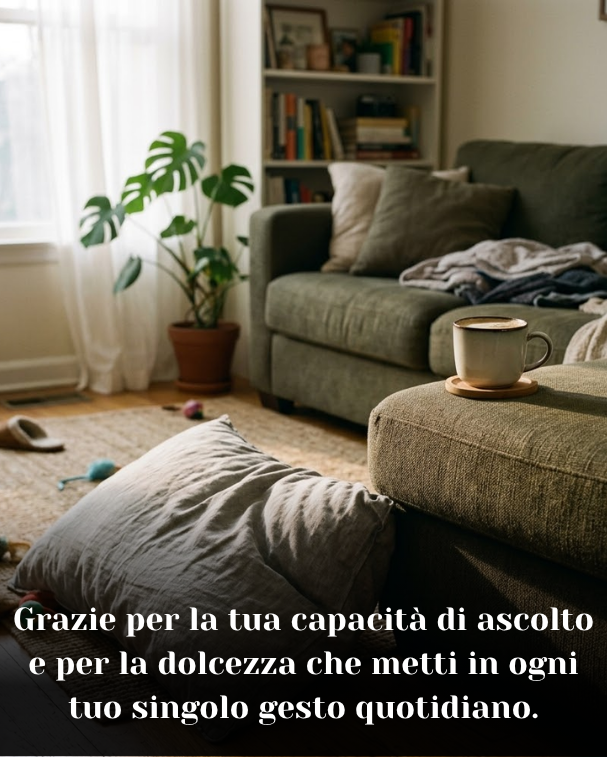 Grazie per la tua capacità di ascolto e per la dolcezza che metti in ogni tuo singolo gesto quotidiano