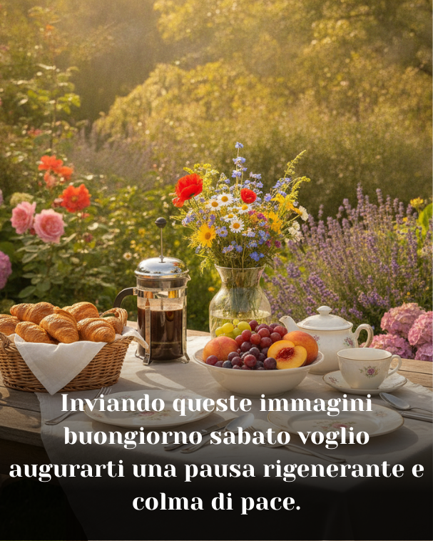 Inviando queste immagini buongiorno sabato voglio augurarti una pausa rigenerante e colma di pace