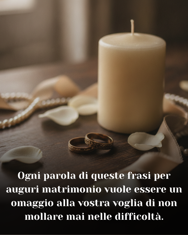Ogni parola di queste frasi per auguri matrimonio vuole essere un omaggio alla vostra voglia di non mollare mai nelle difficoltà.