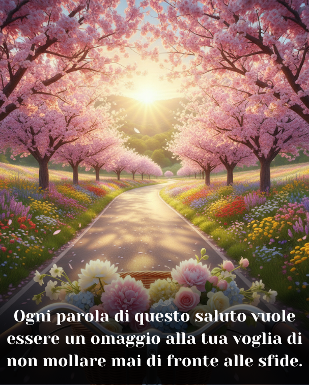 Ogni parola di questo saluto vuole essere un omaggio alla tua voglia di non mollare mai di fronte alle sfide