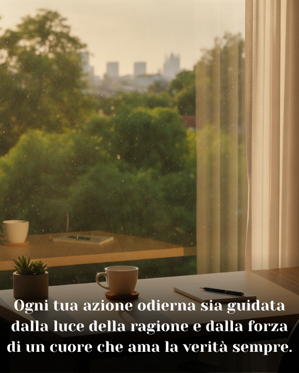 Ogni tua azione odierna sia guidata dalla luce della ragione e dalla forza di un cuore che ama la verità sempre