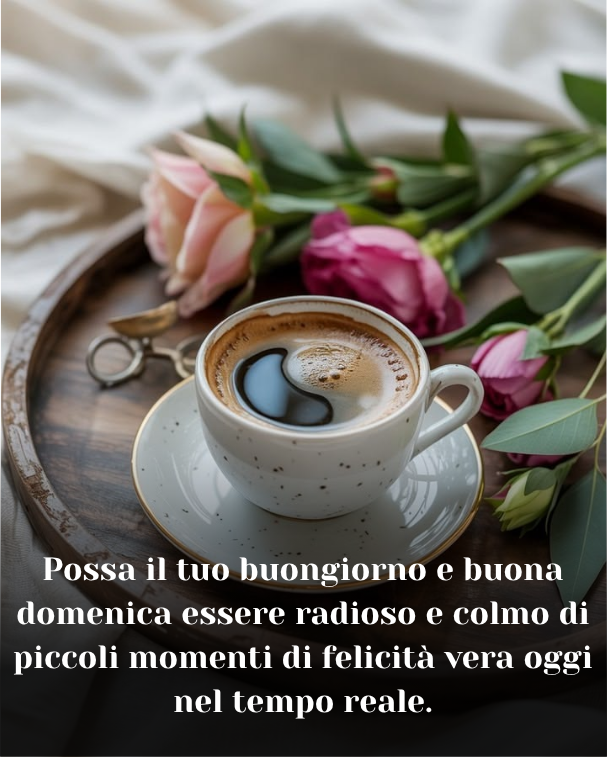 Possa il tuo buongiorno e buona domenica essere radioso e colmo di piccoli momenti di felicità vera oggi nel tempo reale.