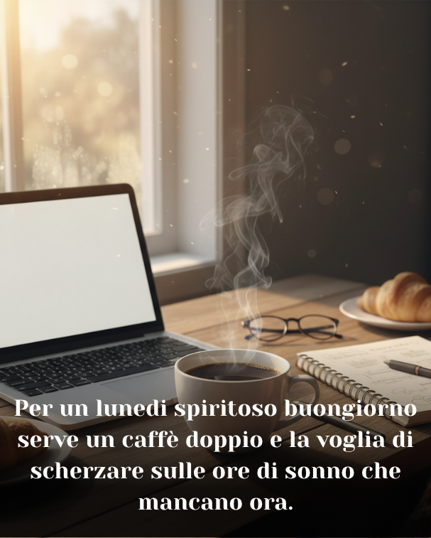 Per un lunedi spiritoso buongiorno serve un caffè doppio e la voglia di scherzare sulle ore di sonno che mancano ora