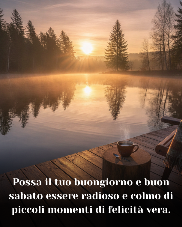 Possa il tuo buongiorno e buon sabato essere radioso e colmo di piccoli momenti di felicità vera