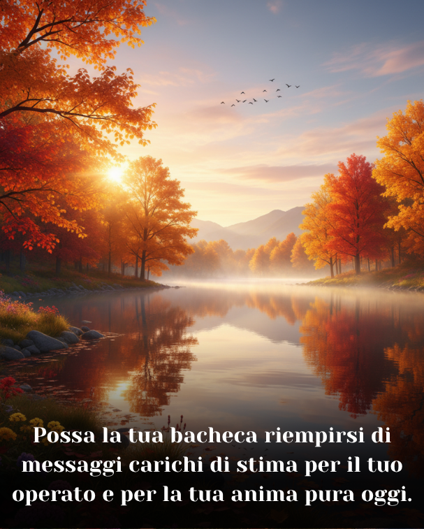 Possa la tua bacheca riempirsi di messaggi carichi di stima per il tuo operato e per la tua anima pura oggi