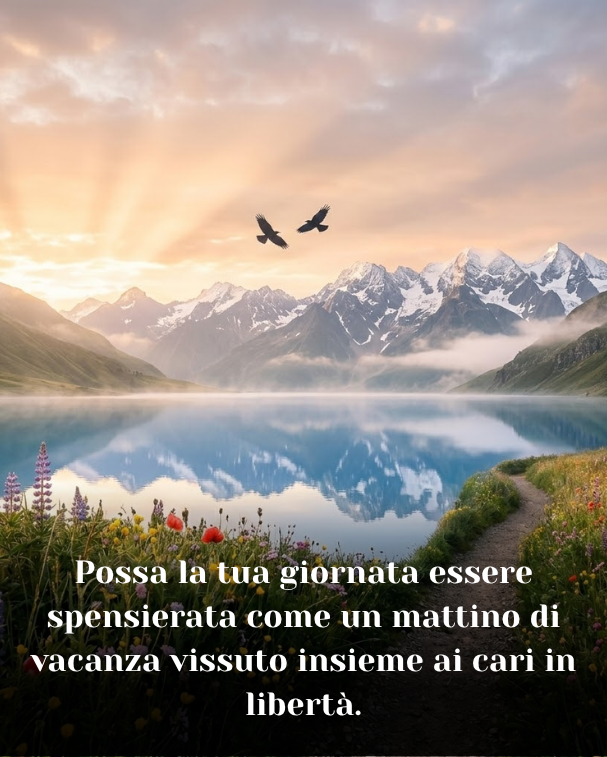 Possa la tua giornata essere spensierata come un mattino di vacanza vissuto insieme ai cari in libertà