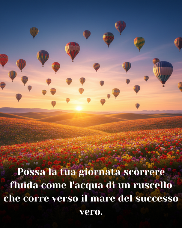 Possa la tua giornata scorrere fluida come l'acqua di un ruscello che corre verso il mare del successo vero