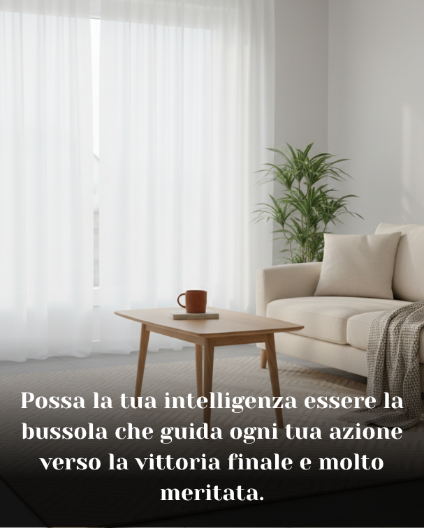 Possa la tua intelligenza essere la bussola che guida ogni tua azione verso la vittoria finale e molto meritata