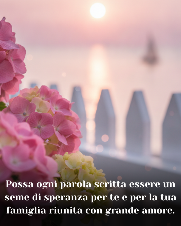 Possa ogni parola scritta essere un seme di speranza per te e per la tua famiglia riunita con grande amore