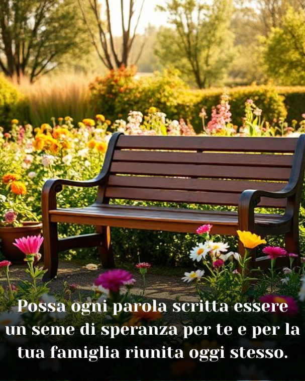 Possa ogni parola scritta essere un seme di speranza per te e per la tua famiglia riunita oggi stesso