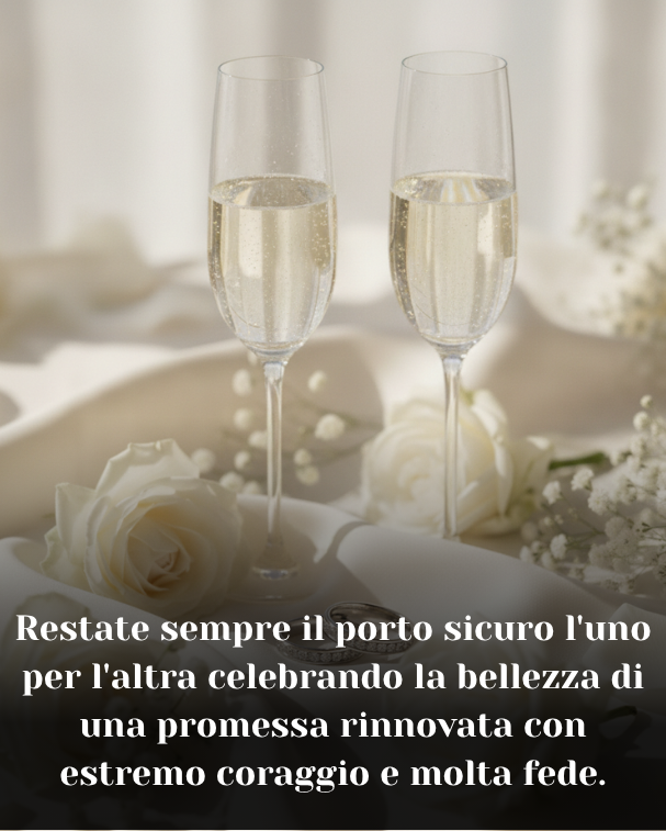 Restate sempre il porto sicuro l'uno per l'altra celebrando la bellezza di una promessa rinnovata con estremo coraggio e molta fede.